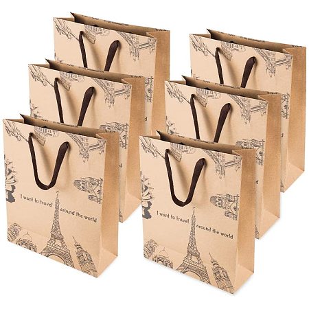 Arricraft 10pcs Kraft Paper Bags Party Gift Bags Shopping Bags with Handles for Home Shopping Party Birthday, Weddings Presents (3.9x11x12.9