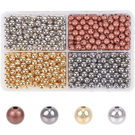 NBEADS About 800 Pcs Metallic Plastic Beads, CCB Plastic Beads Round Spacer Beads Loose Beads for Jewelry Making and DIY Crafting
