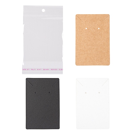 Honeyhandy 150Pcs 3 Colors Cardboard Display Cards, 150Pcs OPP Cellophane Bags, for Necklace and Earring, Mixed Color, 9x6cm, about 3 colors, 50pcs/color, 150pcs