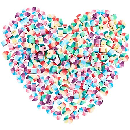 SUPERFINDINGS About 200pcs 0.43x0.39x0.2Inch 2 Color Handmade Polymer Clay Beads Heart Clay Beads Clay Spacer Beads with 0.06Inch Hole for Bracelet Necklace DIY Jewelry Making