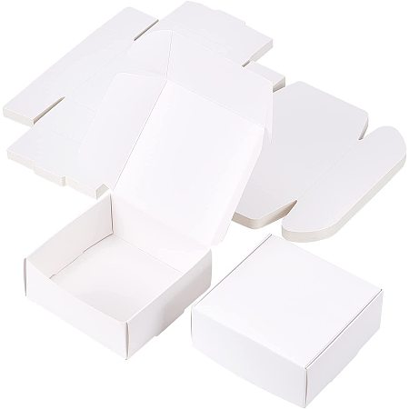 BENECREAT 20 Pack Kraft Paper Candy Box White Snacks Chocolate Boxes Earring Jewelry Gift Boxes for Wedding Party Favors and Gift Wrapping, 8.5x8.5x3.5cm/3.3x3.3x1.37