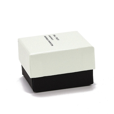 Honeyhandy Rectangle Cardboard Ring Boxes, with Black Sponge inside, White, 5x5x3.25cm