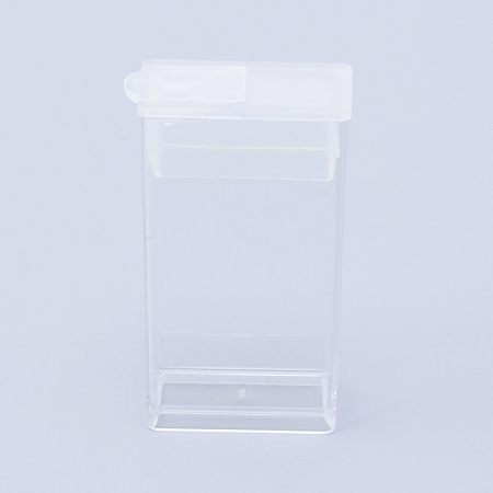 Honeyhandy Plastic Bead Containers, Flip Top Bead Storage, For Seed Beads Storage Box, Rectangle, Clear, 5x2.7x1.2cm, Hole: 9x10mm, Capacity: 10ml(0.34fl. oz)