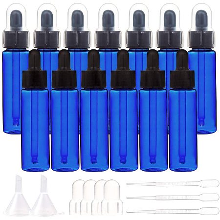 BENECREAT 12Pack 30ml Essential Oil Bottles Blue Plastic Bottles with Pipettes, 4PCS Funnel, 6PCS Droppers for Essential Oil Aromatherapy Perfume