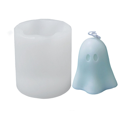 Honeyhandy DIY Halloween Theme Ghost-shaped Candle Making Silicone Molds, Resin Casting Molds, Clay Craft Mold Tools, White, 70x69mm, Inner Diameter: 59x50mm
