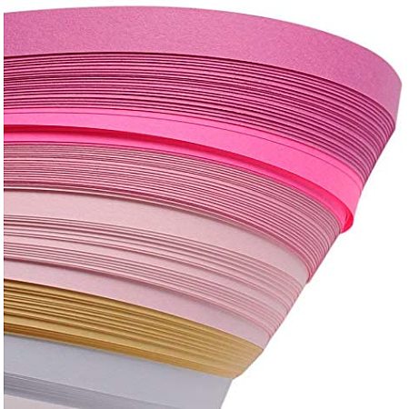 PH PandaHall 6 Colors 1200 Strips Paper Quilling Strips, Pink Styles Quilling Strip Set, 10mm Width 53cm Length