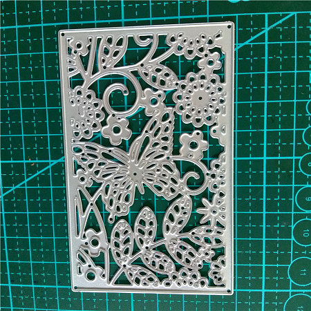 Honeyhandy Carbon Steel Cutting Dies Stencils, for DIY Scrapbooking/Photo Album, Decorative Embossing DIY Paper Card, Butterfly & Flower, Matte Platinum Color, 10x6.4cm