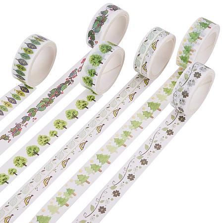 PandaHall Elite 12 Rolls 6 Styles Green Tree Leaves Decorative DIY Adhesive Tapes Washi Paper Masking Tapes for Arts DIY Crafts Journal Supplies Scrapbooking Wrapping 39 Yards Totally