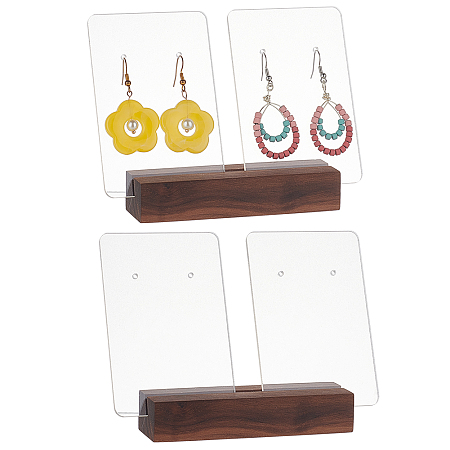 AHANDMAKER Acrylic Earring Display, with Black Walnut Display Stands, Mixed Color, 3.95x5.95x0.25cm and 3x10x2cm, 6pcs/set