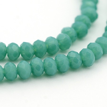 Honeyhandy Opaque Solid Color Crystal Glass Rondelle Beads Strands, Faceted, Deep Sky Blue, 3.5x2.5~3mm, Hole: 1mm, about 138pcs/strand, 12.9 inch