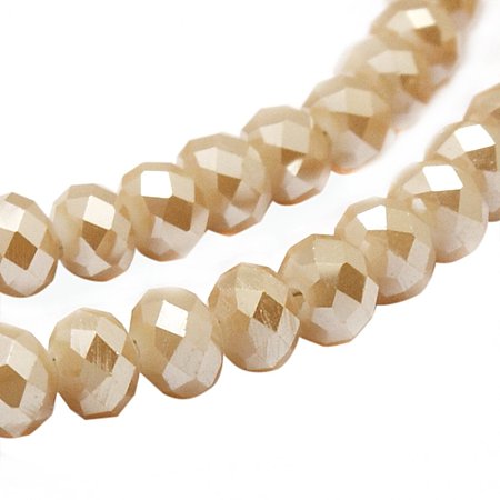 NBEADS 10 Strands Pearl Luster Plated Imitation Jade Faceted Abacus Wheat Electroplate Glass Bead Strands With 6x4mm,Hole: 1mm,About 100pcs/strand