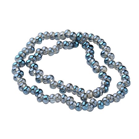 NBEADS 1 Strand Full Rainbow Plated MidnightBlue Drop Glass Bead Strands for Jewelry Making Beads with 6x4mm,Hole: 1mm,about 100pcs/strand