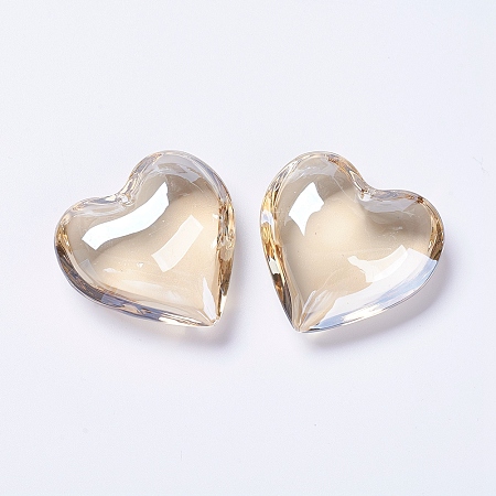 Honeyhandy Glass Pendants, Heart, Bisque, 42x43.5x15mm, Hole: 2mm