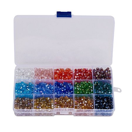 PandaHall Elite Diameter 4mm Electroplate Cube Glass Beads AB Color Faceted Multicolor Loose Beads for Jewelry Making