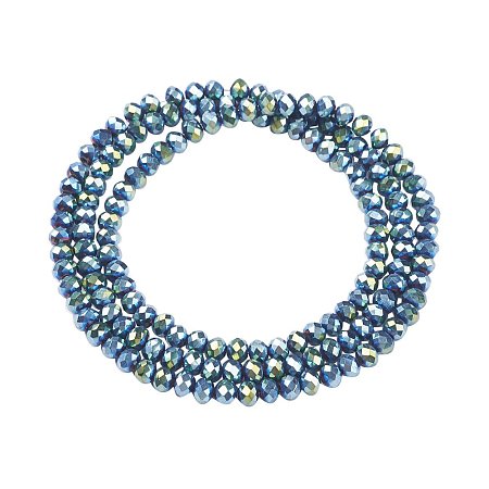 NBEADS 10 Strands Blue Plated Faceted Abacus Electroplate Glass Beads Strands with 4x3mm,Hole: 1mm,about 150pcs/strand