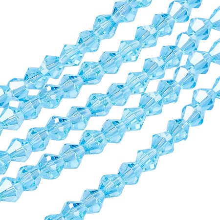 NBEADS 10 Strands AB Color Plated Faceted Bicone SkyBlue Glass Beads Strands with 4x4mm,Hole:1mm,about 118pcs/strand