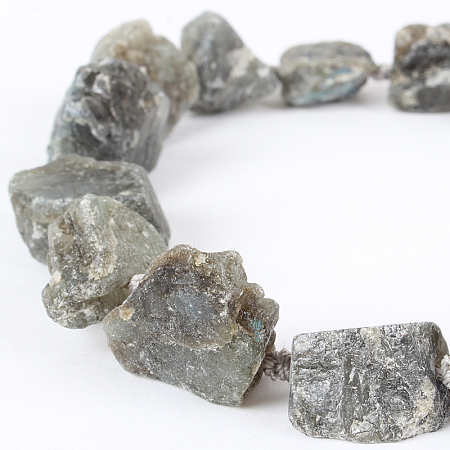 Honeyhandy Natural Gemstone Labradorite Rough Nuggets Bead Strands, 13~40x10~26x10~23mm, Hole: 2mm, about 14~19pcs/strand, 16.54 inch
