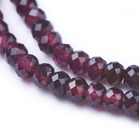 Honeyhandy Natural Garnet Beads Strands, Faceted, Rondelle, 3x2mm, Hole: 0.5mm, about 173pcs/strand, 15.5 inch(39.5cm)