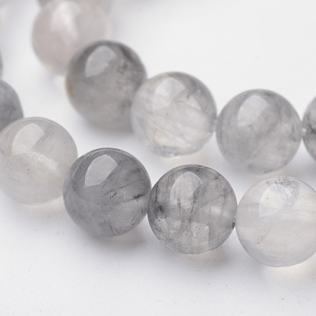 Honeyhandy Natural Cloudy Quartz Round Bead Strands, 8.5mm, Hole: 1mm, about 47pcs/strand, 15.3 inch