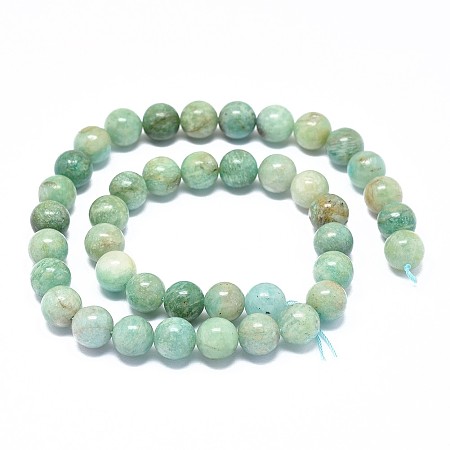 Honeyhandy Natural Amazonite Beads Strands, Round, 10mm, Hole: 0.8mm, about 38~41pcs/strand, 15.7 inch(40cm)