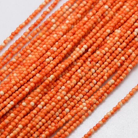 Arricraft Synthetic Fossil  Beads Strands, Dyed & Heated, Round, Orange Red, 2mm, Hole: 1mm, about 200pcs/strand, 15.74 inch