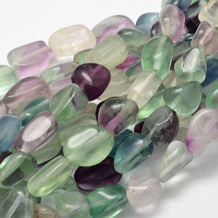 Honeyhandy Natural Fluorite Nuggets Bead Strands, 13~18x10~13mm, Hole: 1mm, about 21~26pcs/strand, 15.74 inch