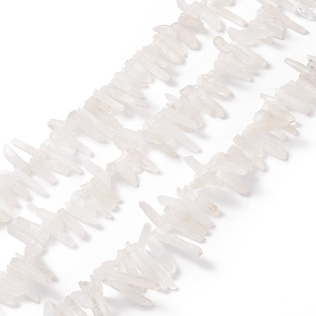 Honeyhandy Natural Quartz Crystal Pointed Beads Strands, Frosted, Bullet, Faceted, 14~51x4~13x4~12mm, Hole: 0.8mm, about 52~66pcs/strand, 15.5 inch~15.9 inch(39.5~40.5cm)