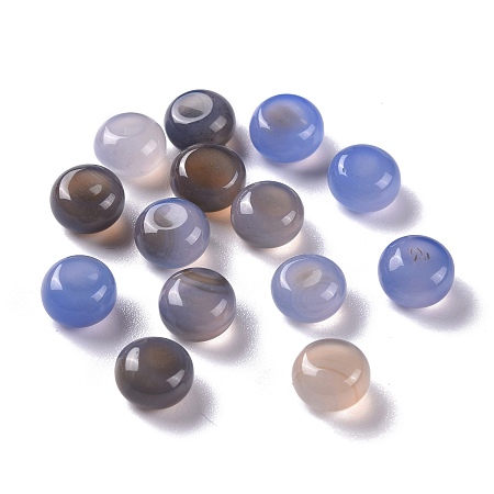 ARRICRAFT Natural Grey Agate Beads, No Hole/Undrilled, for Wire Wrapped Pendant Making, Round, 8.5x5.5mm