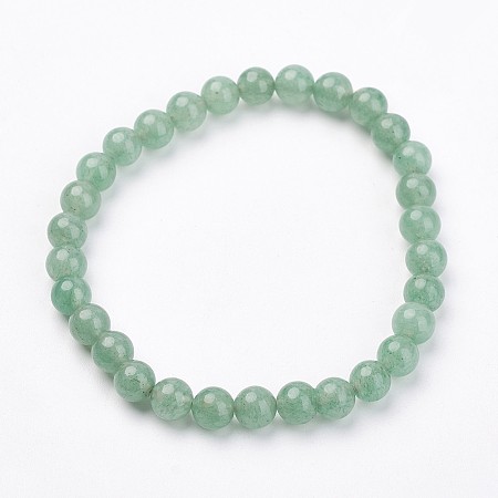 Honeyhandy Natural Green Aventurine Stretch Bracelets, Round, 49mm(1-7/8 inch), Beads: 6.5mm