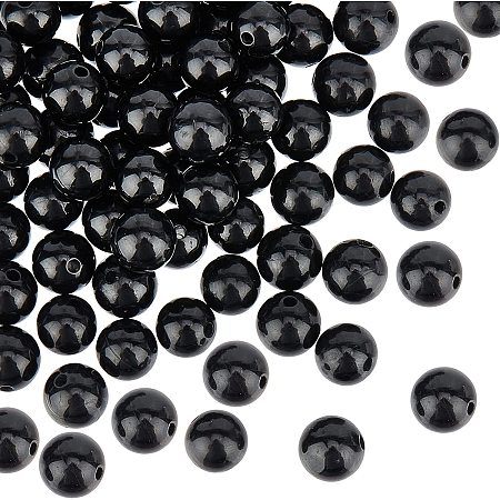 OLYCRAFT 100Pcs Natural Tourmaline Round Beads 6mm Genuine Black Tourmaline Stone Gemstone Beads Undyed Loose Round Smooth Beads for DIY Jewelry Making