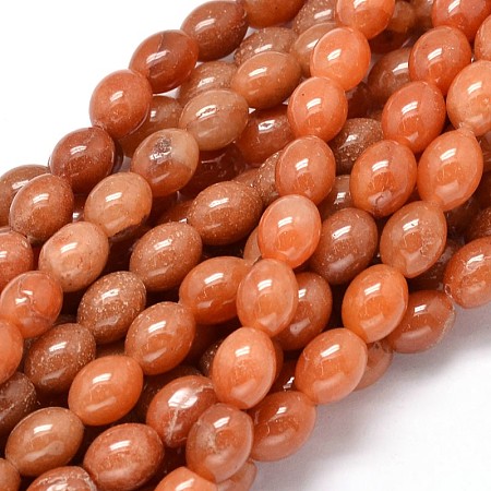 ARRICRAFT Oval Dyed  Natural Red Aventurine Beads Necklaces, 10x8mm, Hole: 1mm, about 39pcs/strand, 15.7 inches
