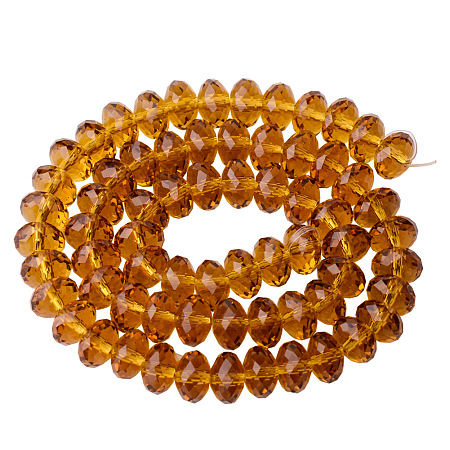 PandaHall Elite 1 Bag of 60pcs Assorted Briolette Faceted Rondelle Crystal Glass Beads Imitation Austrian Crystal Bead Strands 8x5mm Dark Yellow
