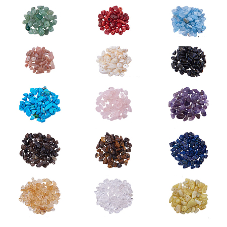 PandaHall Elite 1 Box Chip Gemstone Beads Crushed Pieces Stone Mixed Color for Jewelry Making 17.4x10x2.15cm