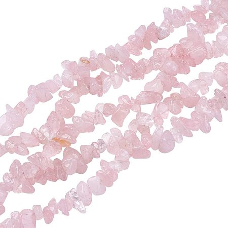 NBEADS 10 Strands Natural Rose Quartz Chips Beads Strands, Length 4-10mm Crushed Mistyrose Crystal Loose Beads for Jewelry Making Craft Design, Each 35.4