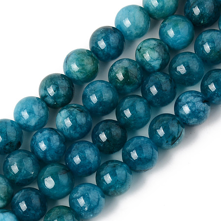 ARRICRAFT Natural Chalcedony Beads Strands, Dyed & Heated, Imitation Apatite, Round, Teal, 10~10.5mm, Hole: 1.2mm, about 38pcs/strand, 14.96 inches(38cm)