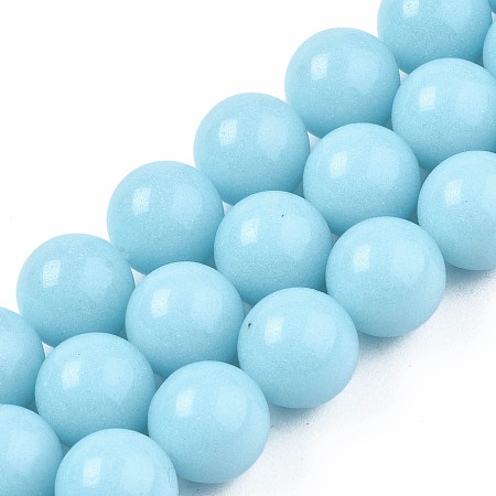 ARRICRAFT Synthetic Luminous Stone Round Beads Strands, Light Sky Blue, 10mm, Hole: 1.2mm, about 40pcs/strand, 15.55 inch(39.5cm)