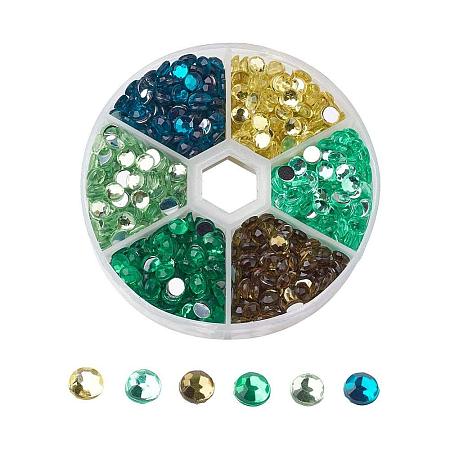 ARRICRAFT About 950 Pcs 5mm Faceted Flat Round No Hot Fix Acrylic Rhinestones Cabochons Glitter Diamond Gems Decorations 6 Colors Cell Phone Nail Art