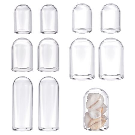 CHGCRAFT 10Pcs 5 Sizes Mini Glass Display Dome Cloche Mini Clear Glass Dome Covers Handmade Blown for Artificial Flowers Seashell Tabletop Display, Inner Diameter 12.5-21.6mm