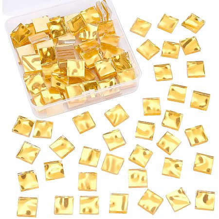 OLYCRAFT 225pcs Glass Mosaic Tiles Square Mosaic Tiles Glitter Crystal Mosaic Stained Glass Mosaic Tiles for Home Decoration DIY Crafts Mosaic Art Projects Goldenrod 0.6X0.6 Inch