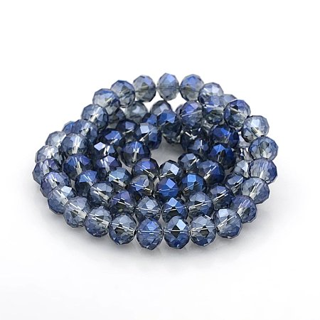 NBEADS 1 Strand Full Rainbow Plated Faceted Abacus LightSteelBlue Glass Beads Strands with 10x8mm,Hole:1mm,about 72pcs/strand