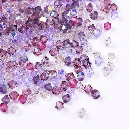 Arricraft Czech Glass Beads, Faceted, Bicone, Medium Purple, 3x2.5~3mm, Hole: 0.8mm, about 720pcs/bag