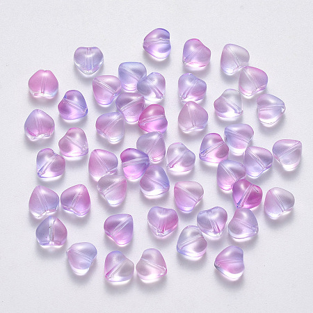 Honeyhandy Imitation Jade Glass Beads, Heart, Violet, 6x6x4mm, Hole: 0.7mm