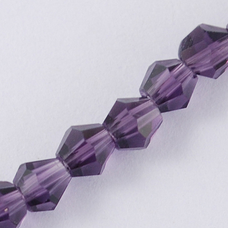 Honeyhandy Imitation Austrian Crystal 5301 Bicone Beads, Faceted Glass Beads Strands, Purple, 4x4mm, Hole: 1mm, about 92~96pcs/strand, 13.78~14.37 inch