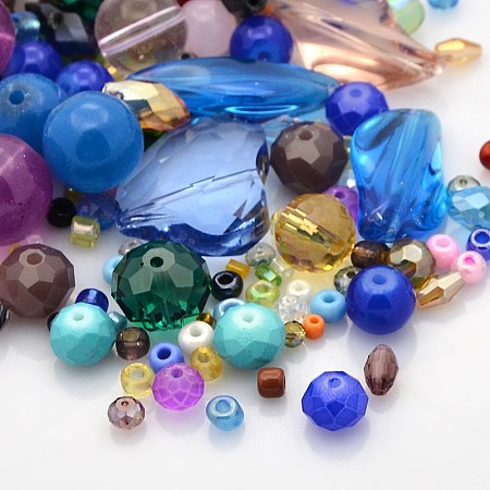 ARRICRAFT Mixed Glass Loose Beads, Mixed Color, 4~22.5x4~28.5x3~9mm, Hole: 1~2mm