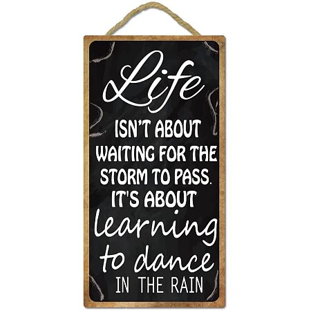Arricraft Wall Hanging Decorative Wood Sign Life Isn't About Waiting for The Storm to Pass Rectangle Wall Decor Art Hanging Sign for Home Decor 9.8x5.1x0.19in
