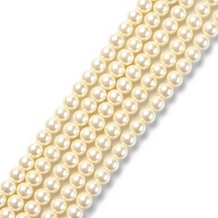 Arricraft Eco-Friendly Dyed Glass Pearl Round Beads Strands, Cotton Cord Threaded, Lemon Chiffon, 6mm, Hole: 0.7~1.1mm, about 72pcs/strand, 15 inch