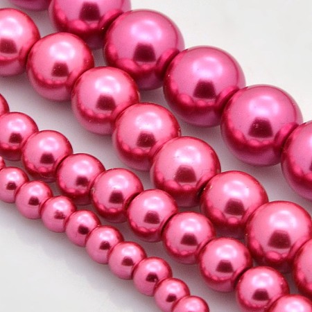 Honeyhandy Dyed Glass Pearl Round Beads Strands, Pale Violet Red, 4mm/6mm/8mm/10mm/12mm, Hole: 1mm, about 70~216pcs/strand