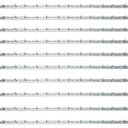 SUPERFINDINGS 20Pcs 400x11.4mm Metal Tack Strips Sofa Rack with Nail Iron Bar Fangs Silver Galvanized Sofa Accessories Fabric Reupholstery Supplies for Furniture, Couch, Chair and Sofa