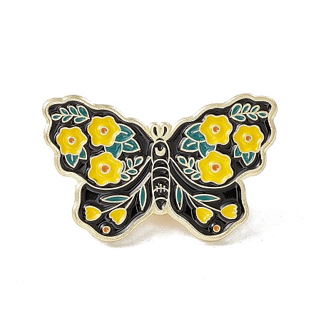 Honeyhandy Butterfly Enamel Pin, Gold Plated Alloy Badge for Backpack Clothes, Yellow, 19x31x1.5mm