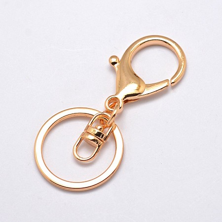 Honeyhandy Alloy Keychain Clasp Findings, with Iron Rings, Golden, 68mm